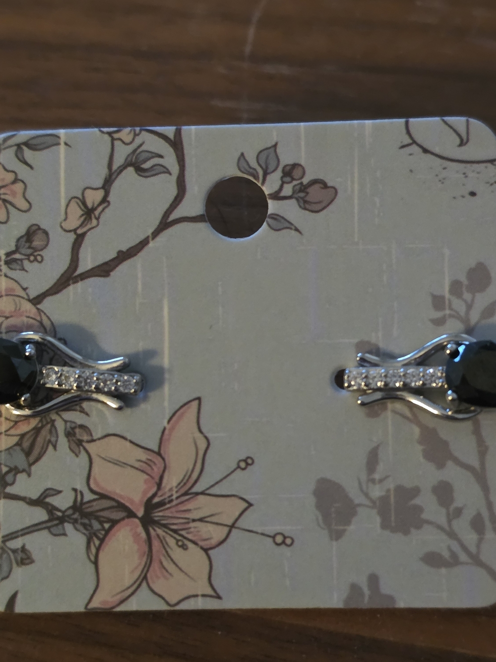 Silver-Tone Black Stone & Crystal Accent Stud Earrings